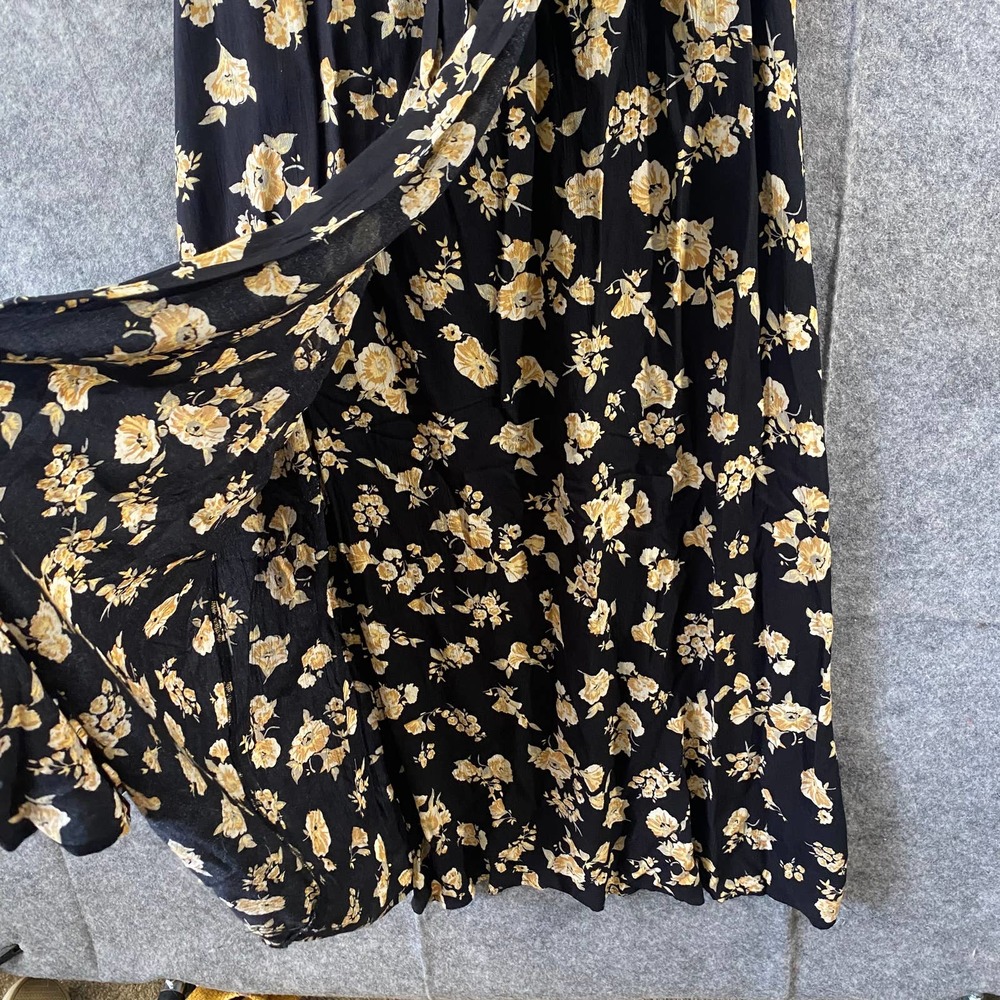 Amuse Society Maxi Dress Medium Black Floral Print Long Sleeve Wrap A-Line - Picture 7 of 13